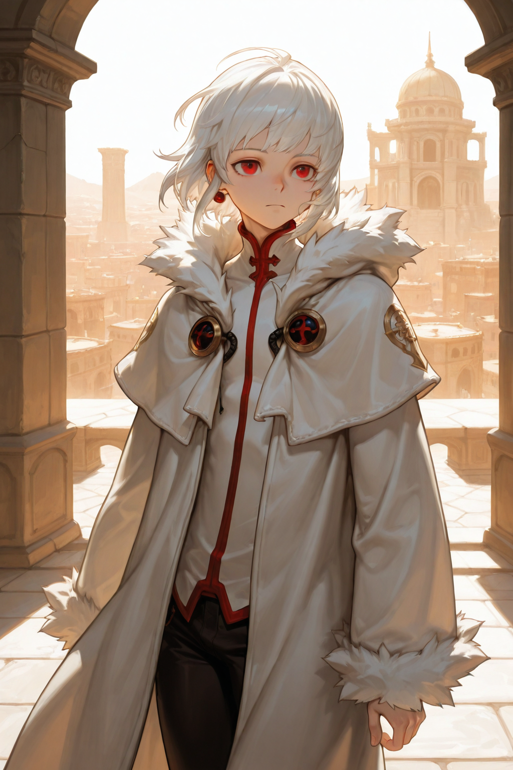 01753-1742052214-solo male, brotherone, white hair, bob, red eyes, slim, white fuzzy coat, _lora_brotheroneI_0.8_, ancient city.png